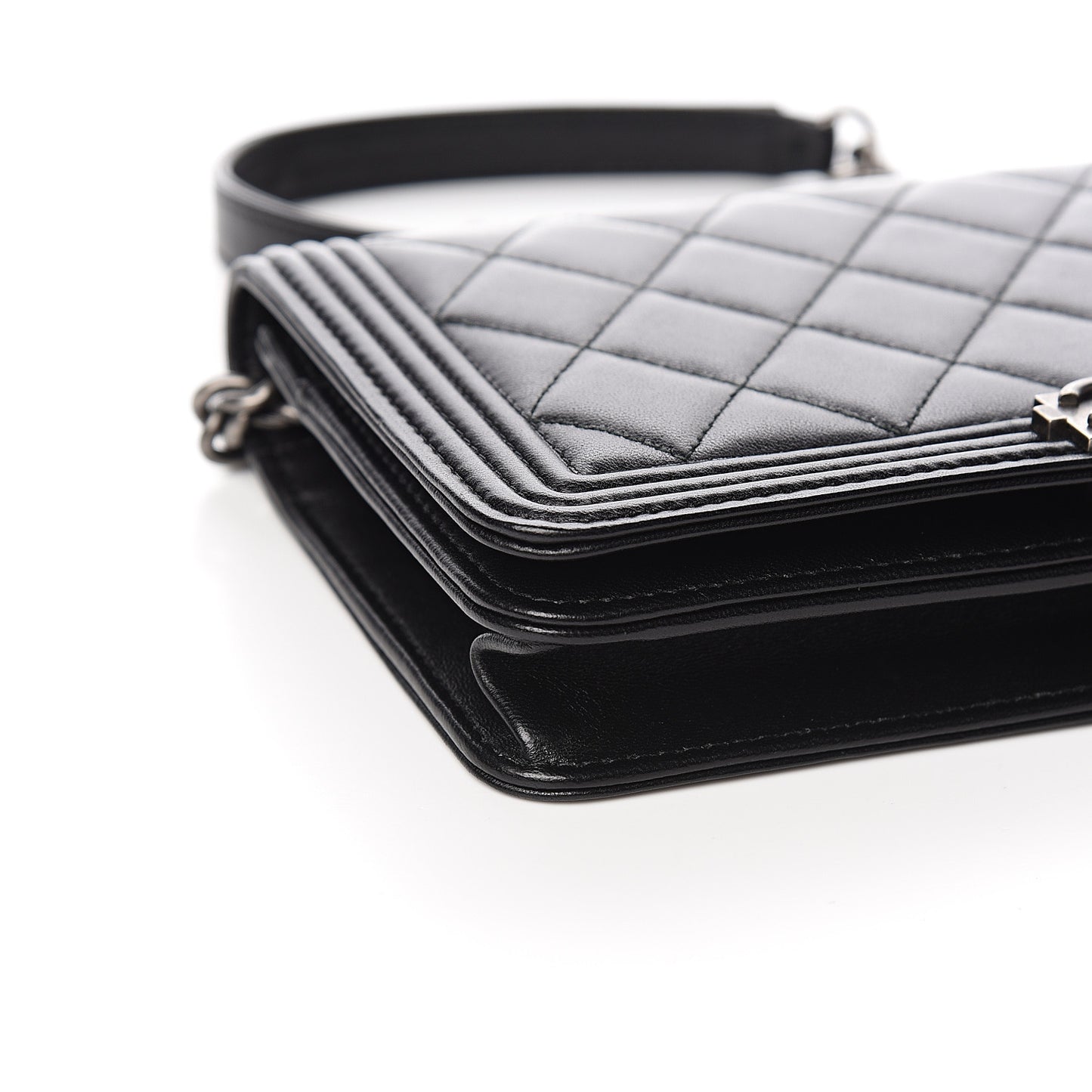 Lambskin Quilted Boy Wallet On Chain WOC Black