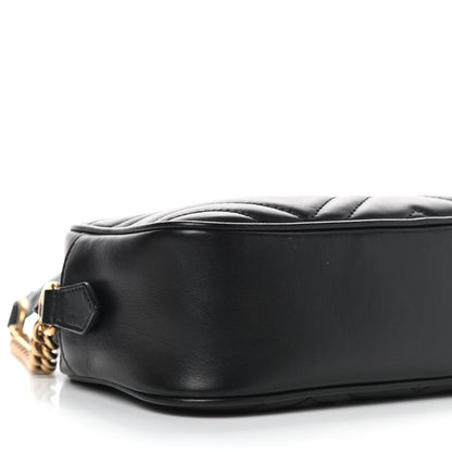 Gucci Calfskin Matelasse Small GG Marmont Chain Shoulder Bag Black 8 of 9