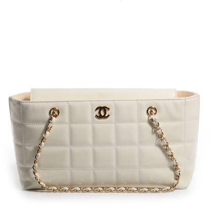 Chanel Patent Chocolate Bar East West Tote White 1 of 8