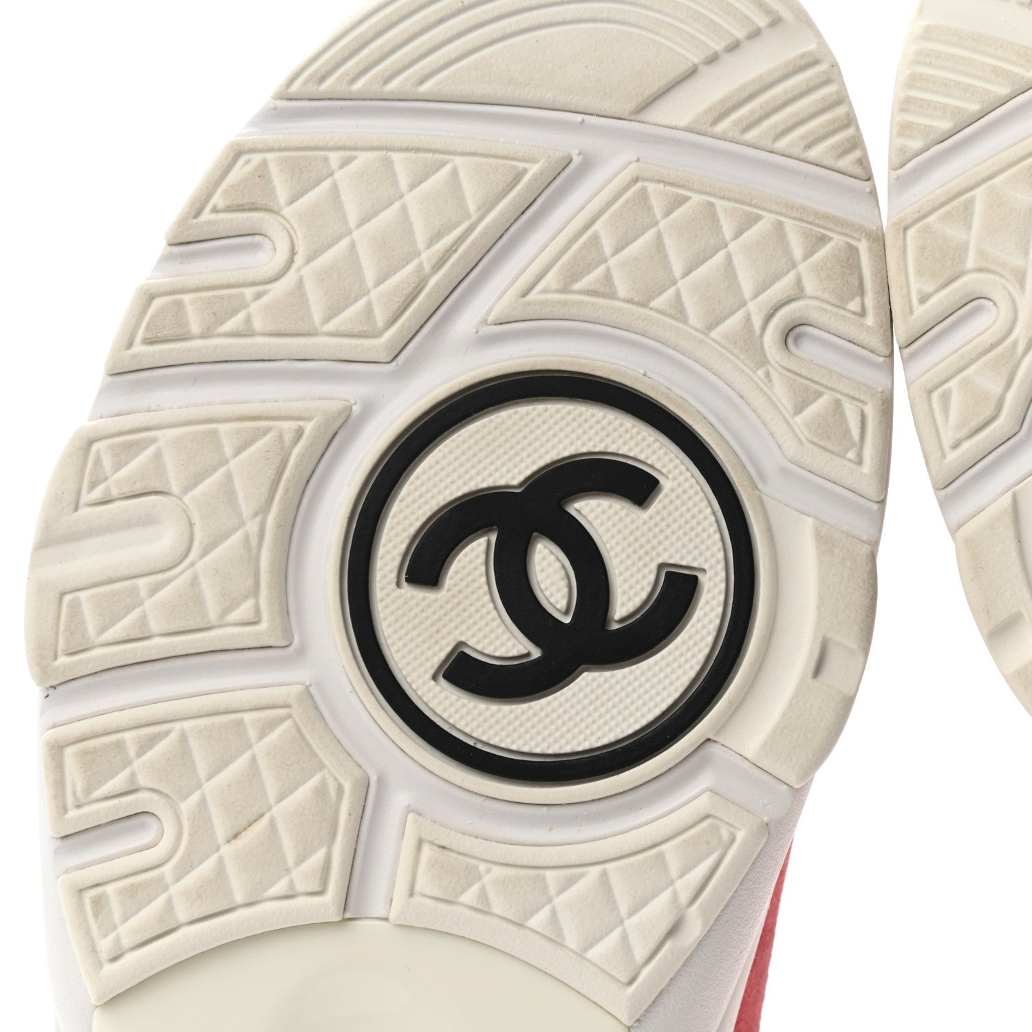 Chanel Nylon Calfskin Suede Womens CC Sneakers 38.5 Pink 6 of 11