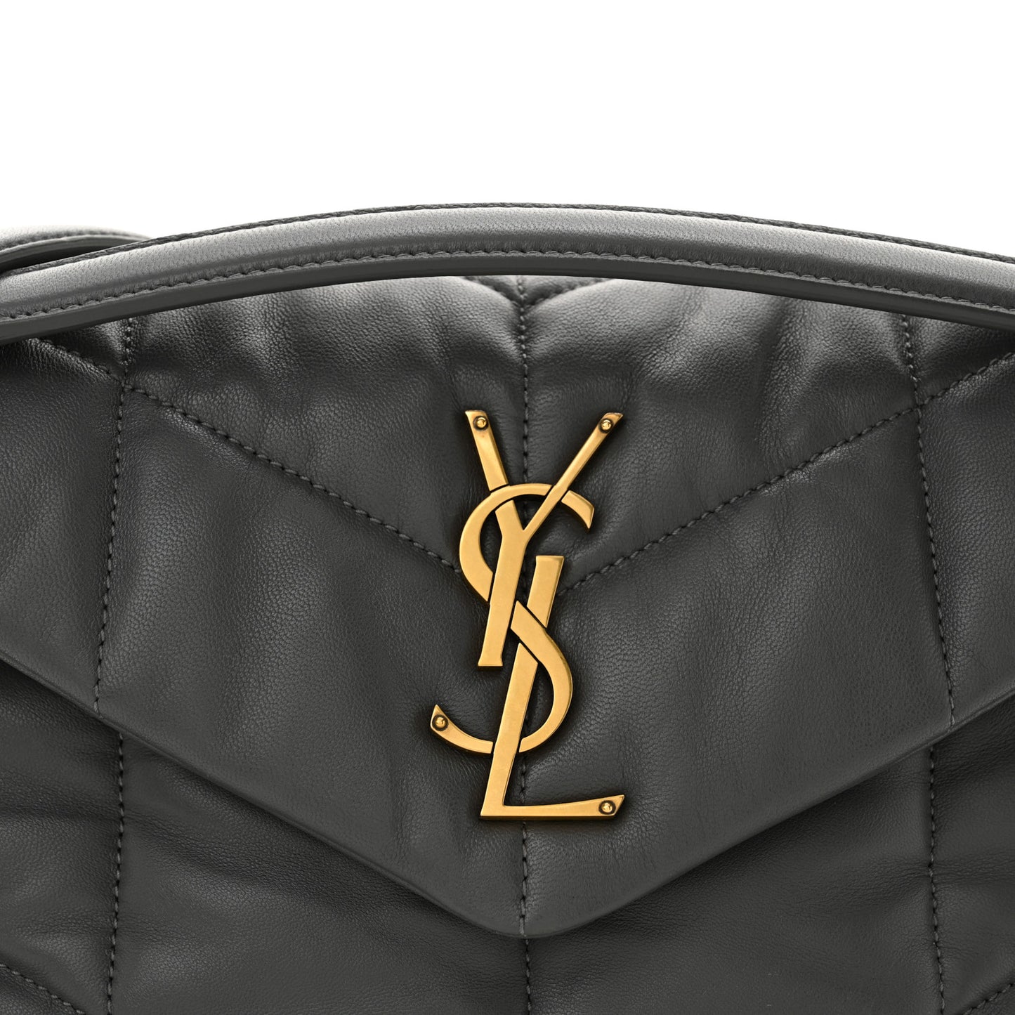 Lambskin Quilted Small Loulou Puffer Monogram Chain Satchel Storm