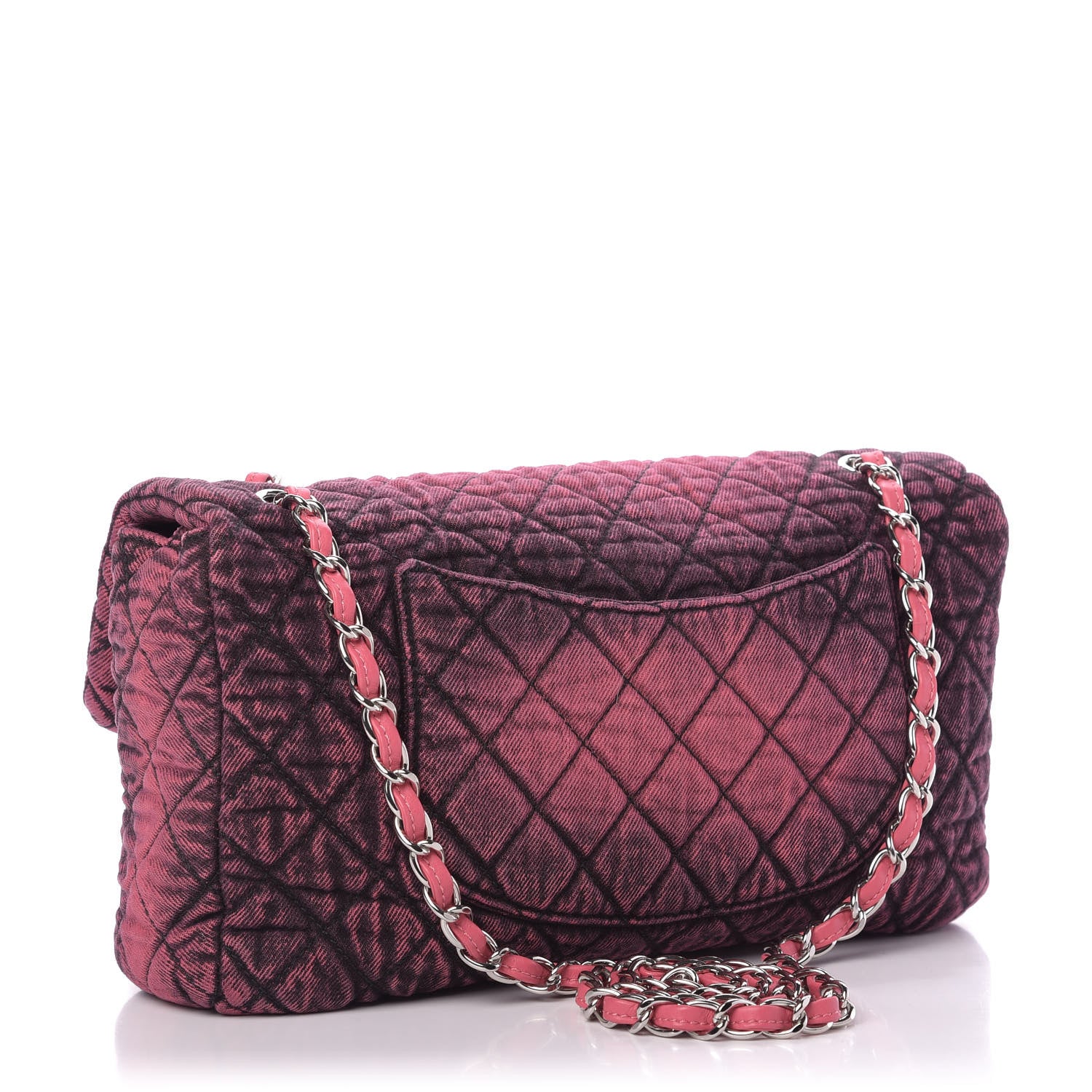 Chanel Denim Quilted Denimpression Flap Red Black 3 of 10