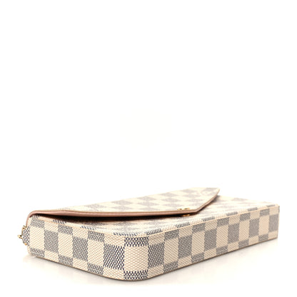 Louis Vuitton Damier Azur Pochette Felicie Chain Wallet Rose Ballerine 4 of 11