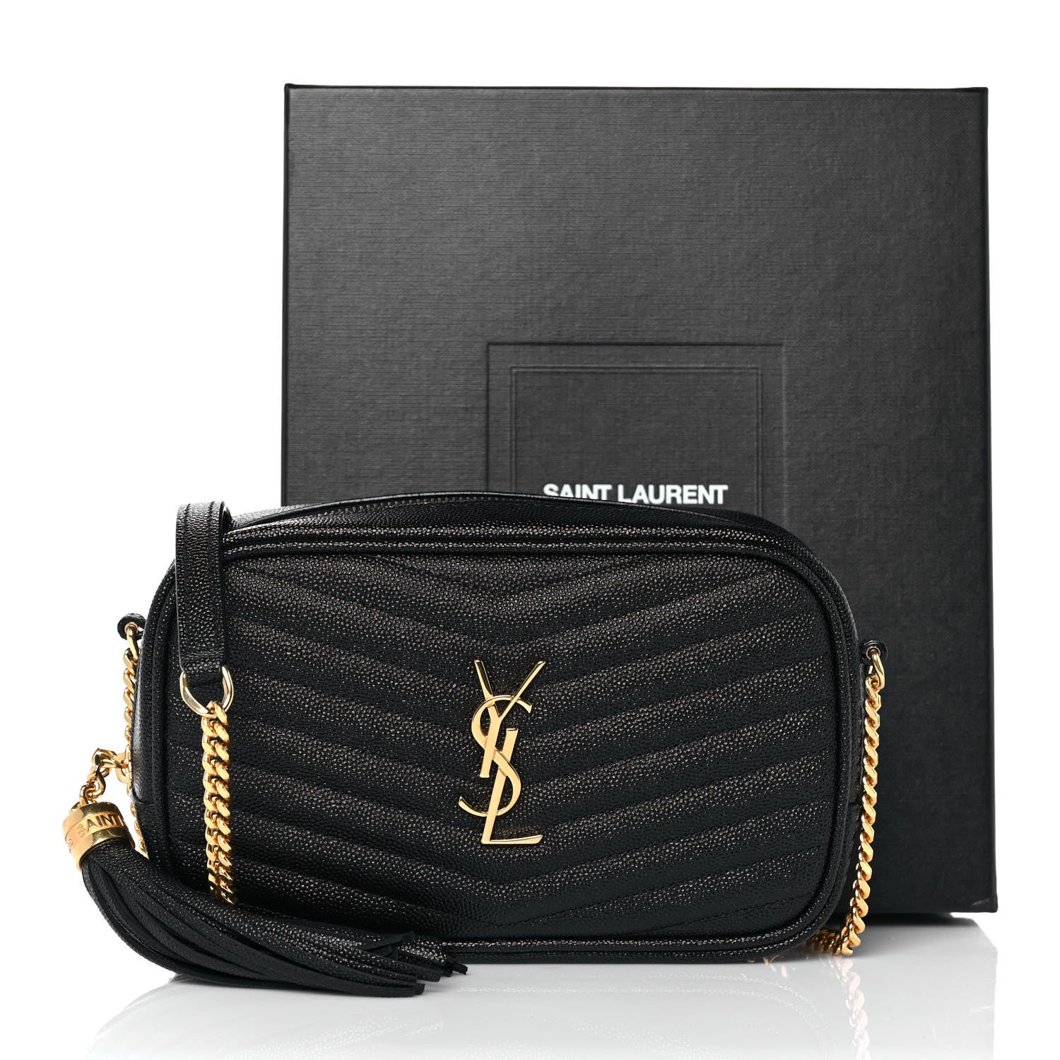 Saint Laurent Grain De Poudre Matelasse Monogram Mini Lou Camera Bag Black 10 of 10