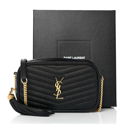 Saint Laurent Grain De Poudre Matelasse Monogram Mini Lou Camera Bag Black 10 of 10