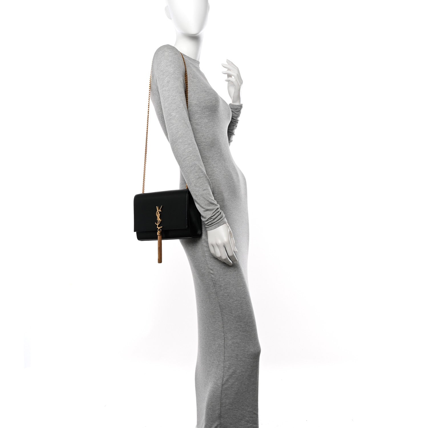 Saint Laurent Smooth Calfskin Medium Classic Monogram Kate Tassel Satchel Black 2 of 10