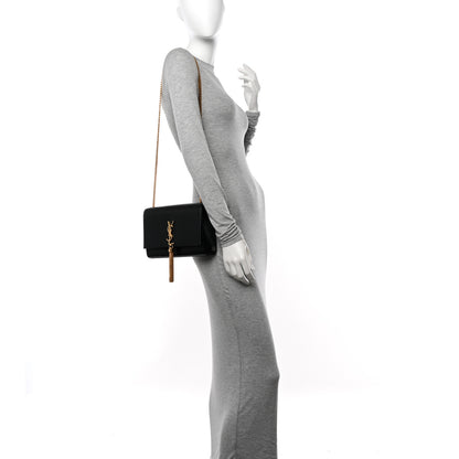 Saint Laurent Smooth Calfskin Medium Classic Monogram Kate Tassel Satchel Black 2 of 10