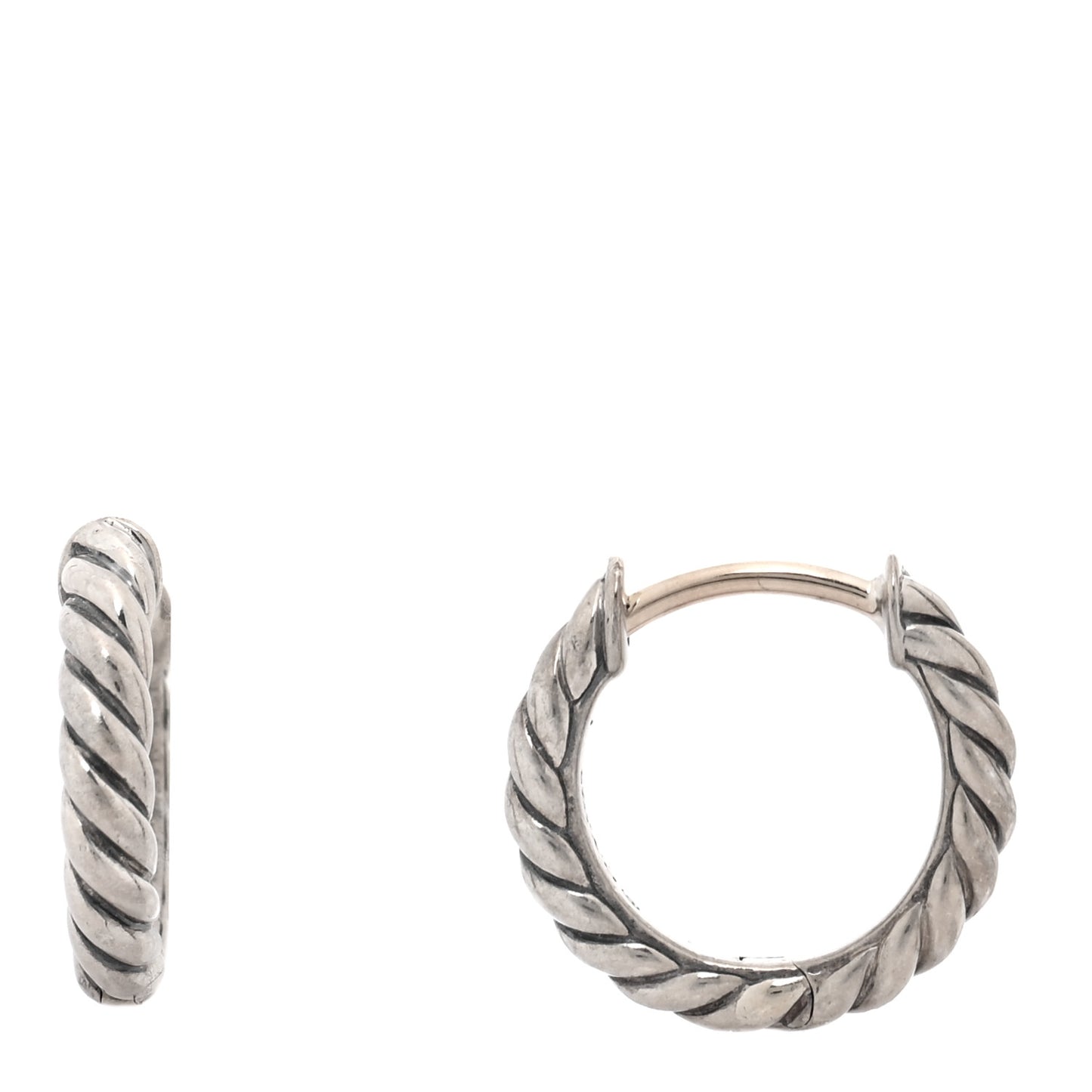 Sterling Silver Sculpted Cable Micro Huggie Hoop Earrings