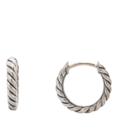 David Yurman Sterling Silver Sculpted Cable Micro Huggie Hoop Earrings 1 of 4