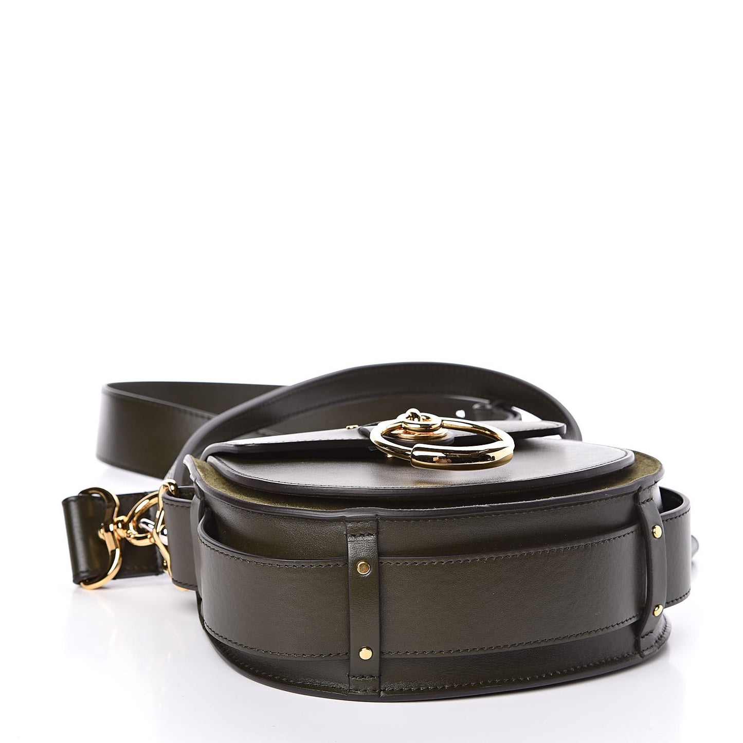 Calfskin Suede Small Tess Bag Deep Forest
