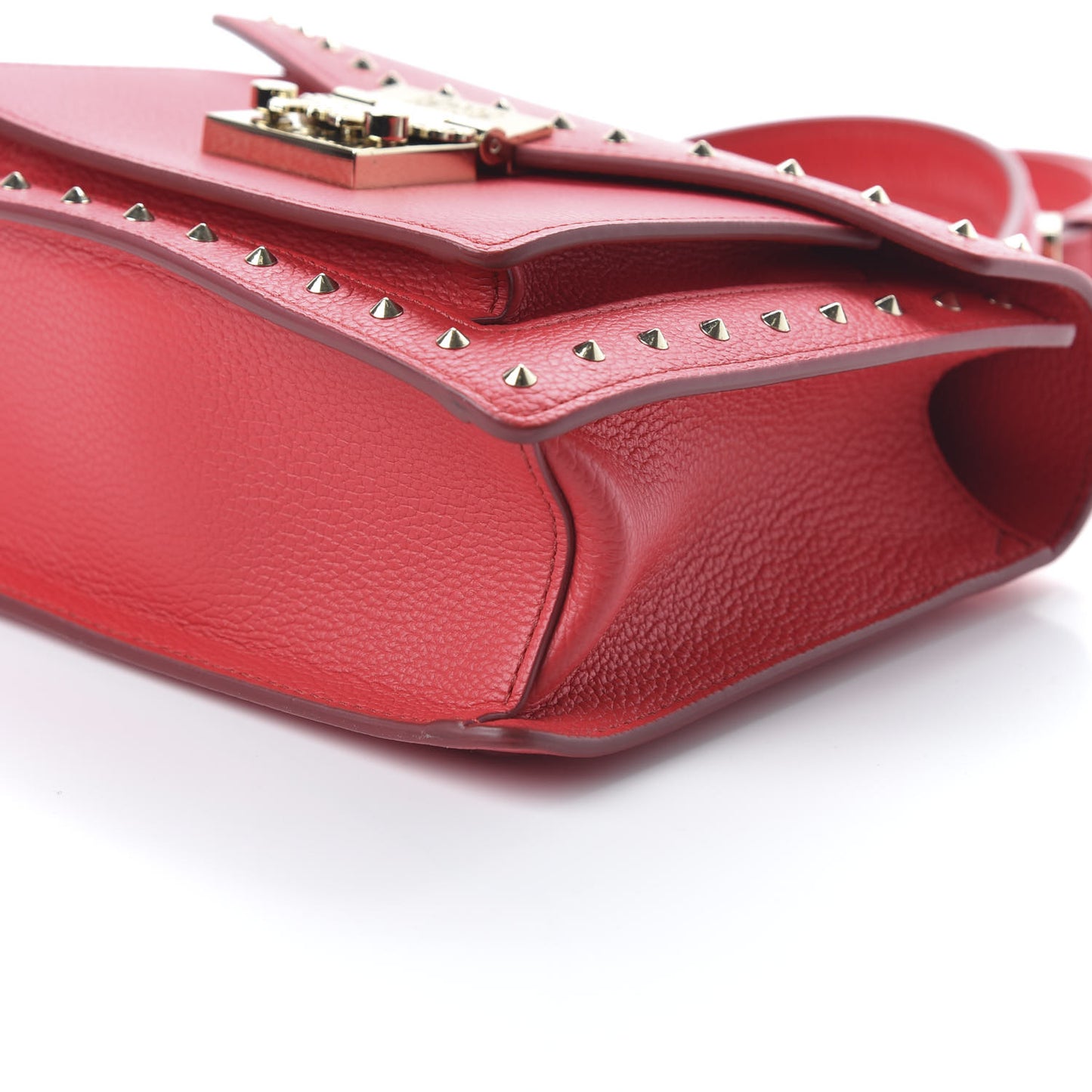Calfskin Studded Small Patricia Satchel Chinese Red