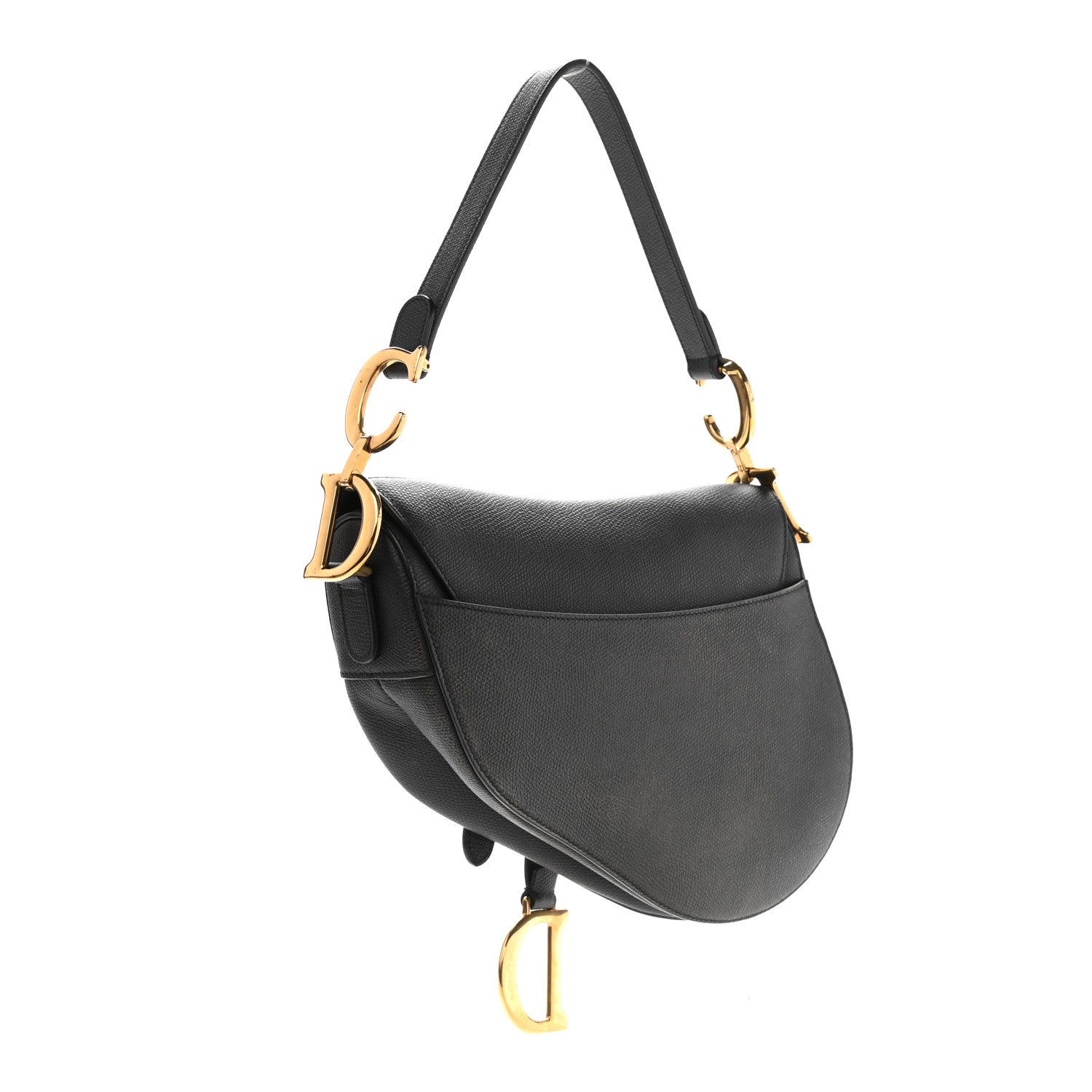 Christian Dior Grained Calfskin Saddle Bag Black 3 of 13