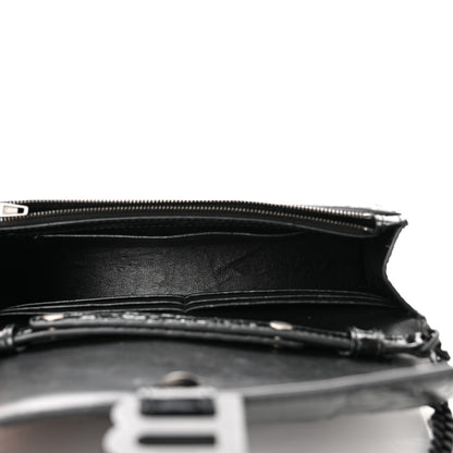 Balenciaga Shiny Calfskin Monochrome Crocodile Embossed Hourglass Chain Bag Black 5 of 9