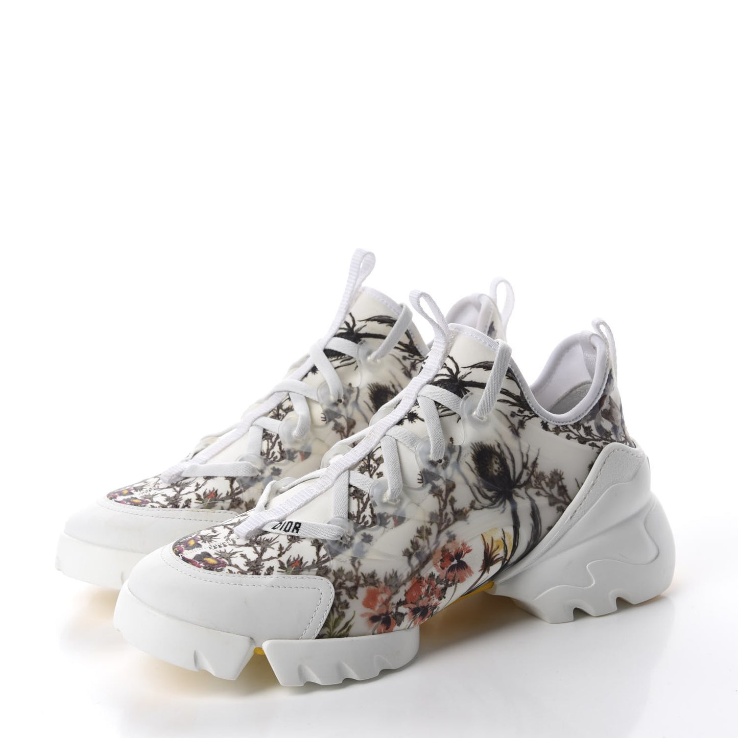 Neoprene Rubber Champetre Print Womens D-Connect Sneakers 40.5 White Multicolor