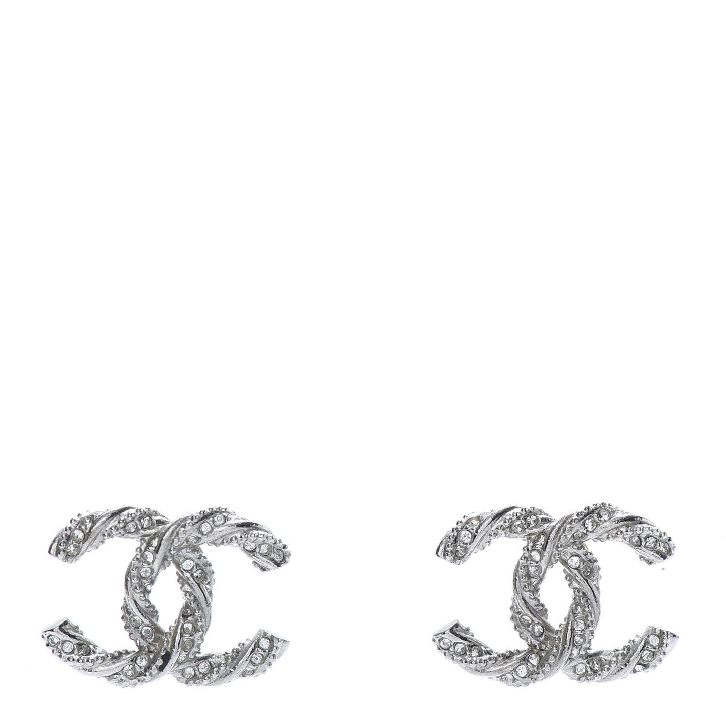 Crystal CC Twisted Earrings Silver