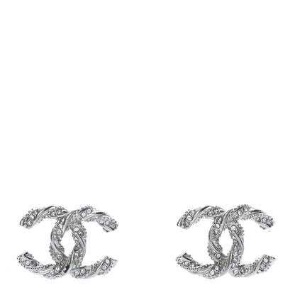 Chanel Crystal CC Twisted Earrings Silver 1 of 5