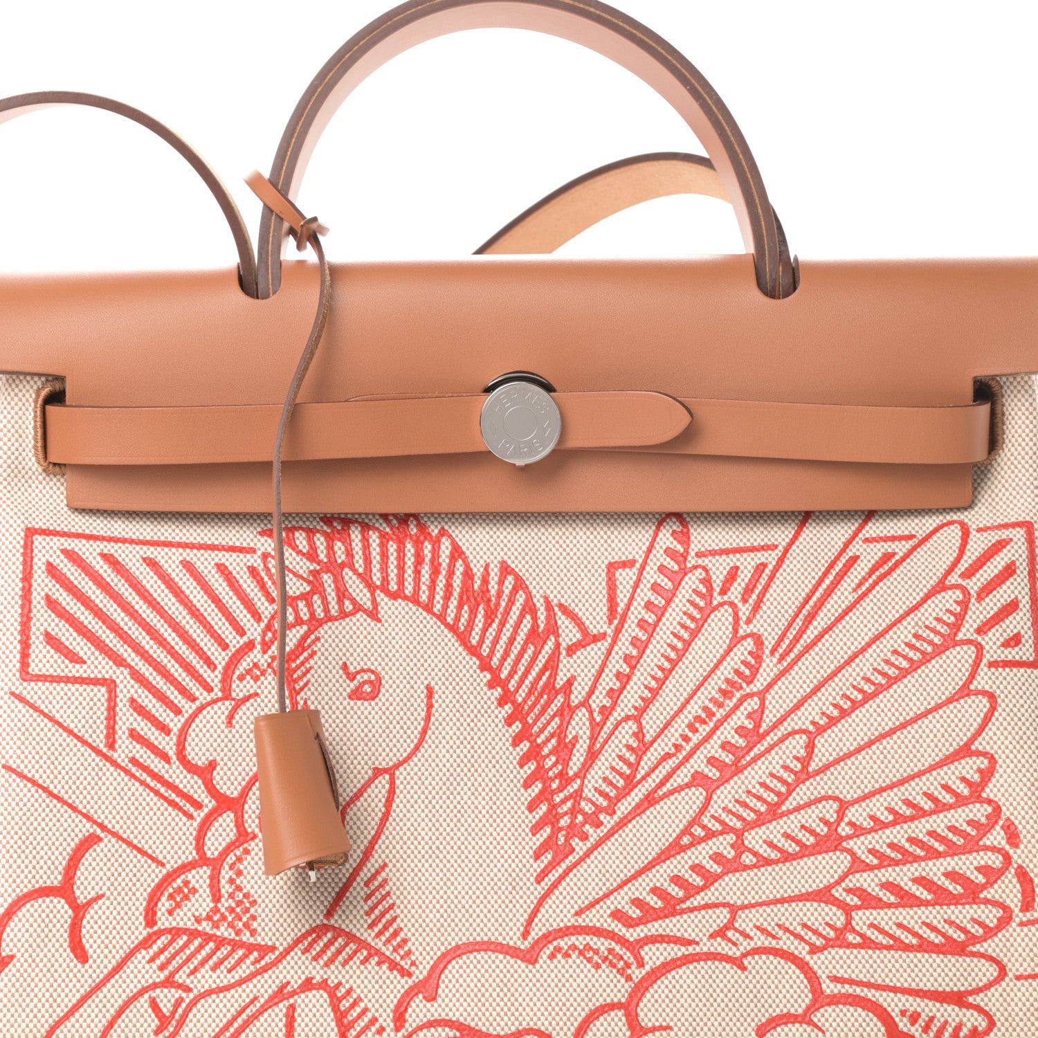 Hermes Vache Hunter Toile Pegase Pop Herbag Zip Retourne 31 PM Capucine Ecru 9 of 12