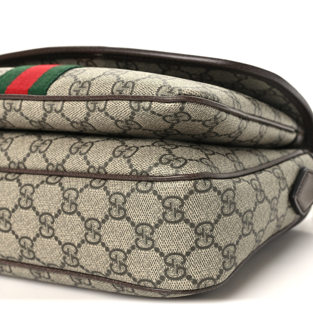 Gucci GG Supreme Monogram Textured Dollar Calfskin Medium Ophidia Top Handle Shoulder Bag Beige Brown 10 of 10