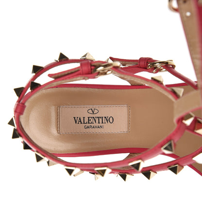 Valentino Garavani Calfskin Nappa Rockstud Ankle Wrap Flat Thong Sandals 37 Fragola 6 of 9