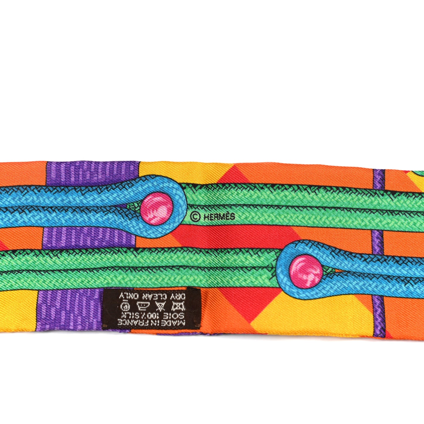 Silk Brandebourgs Twilly Orange Bouton D'Or Violet