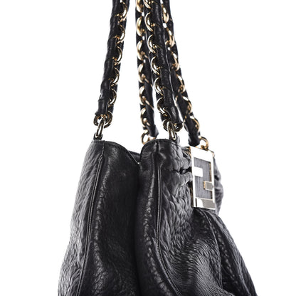 Fendi Crinkled Lambskin Small Mia Tote Black 10 of 12
