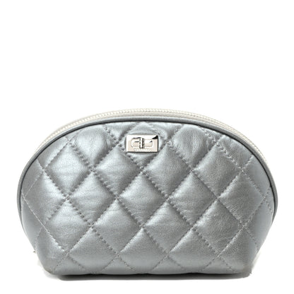 Chanel Metallic Lambskin Quilted Reissue Cosmetic Case Silver 1 of 8