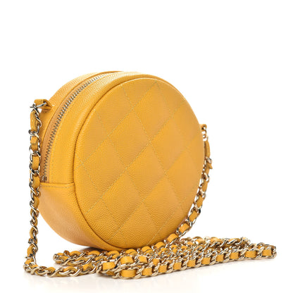 Chanel Caviar Quilted Round Clutch With Chain Yellow 3 of 10