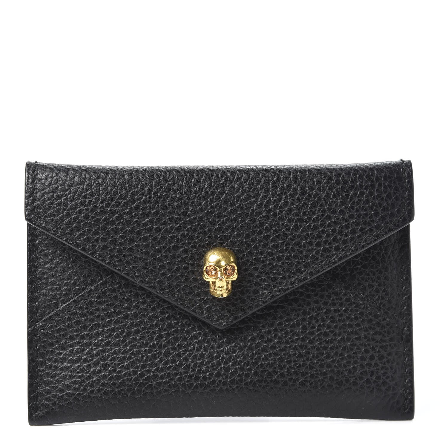 Alexander McQueen Calfskin Skull Envelope Card Holder Black 1 of 7