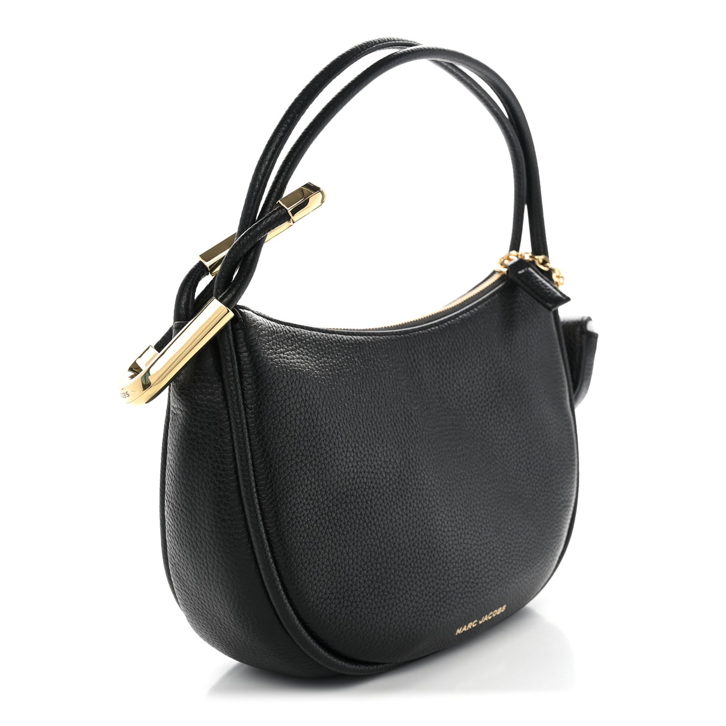 Grained Calfskin Dual Crescent Bag Black