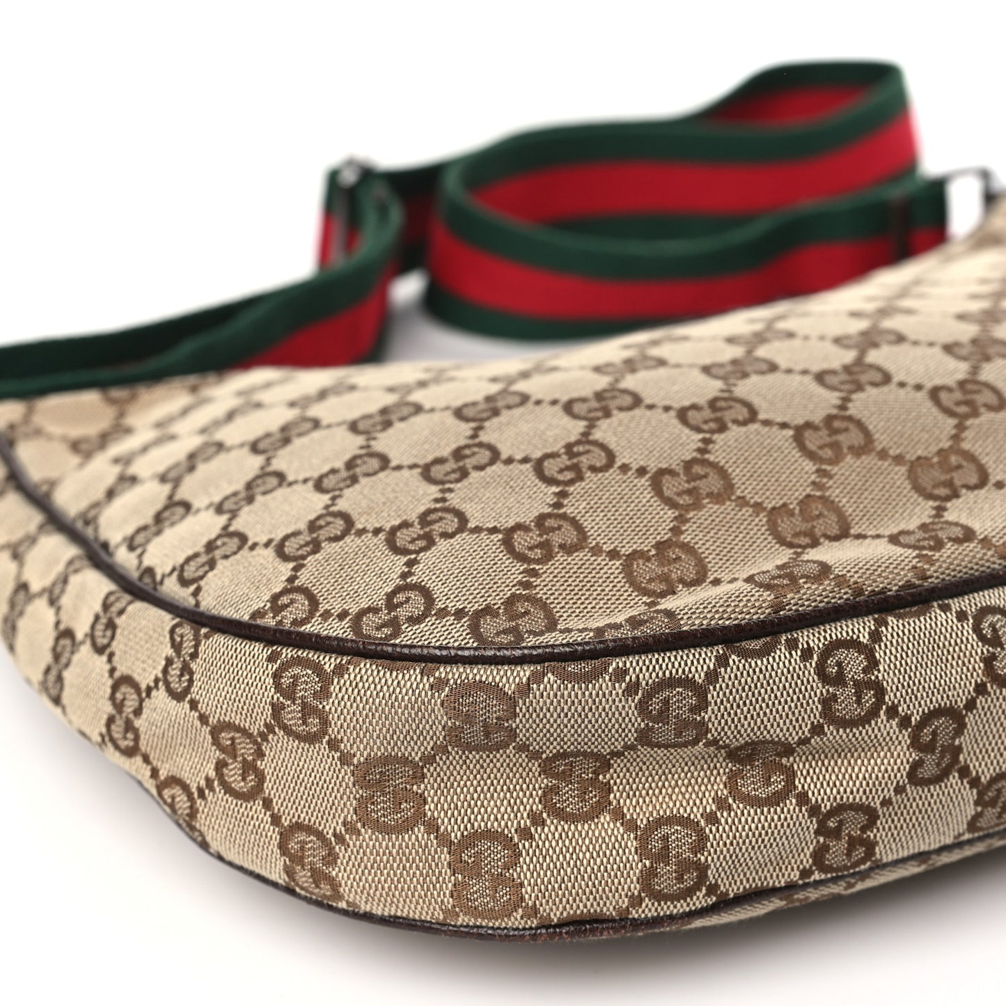 Monogram Web Medium Half Moon Hobo Dark Brown