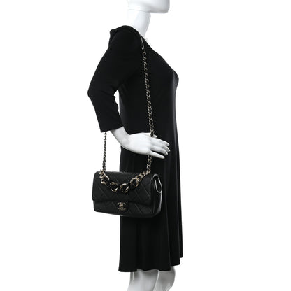 Chanel Lambskin Quilted Resin Bi-Color Chain Flap Bag Black 2 of 11