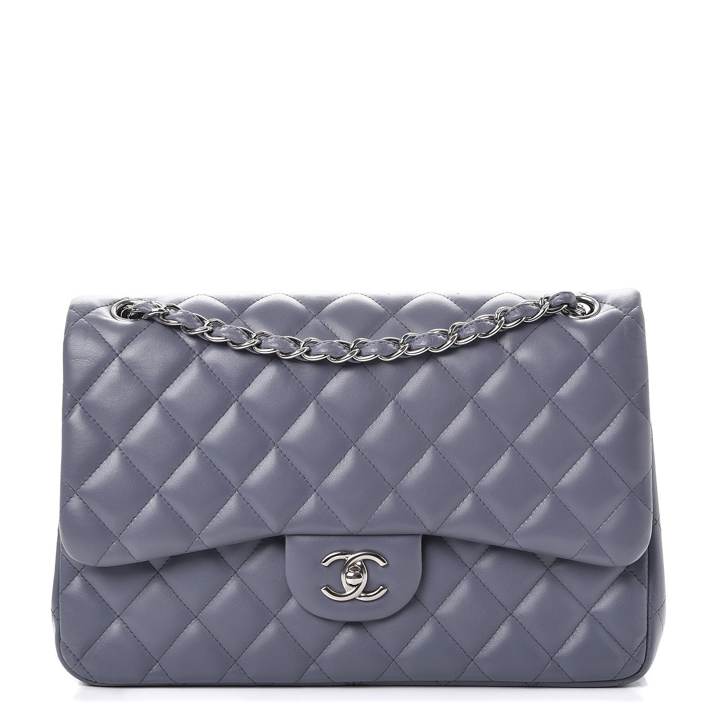Lambskin Quilted Jumbo Double Flap Light Purple