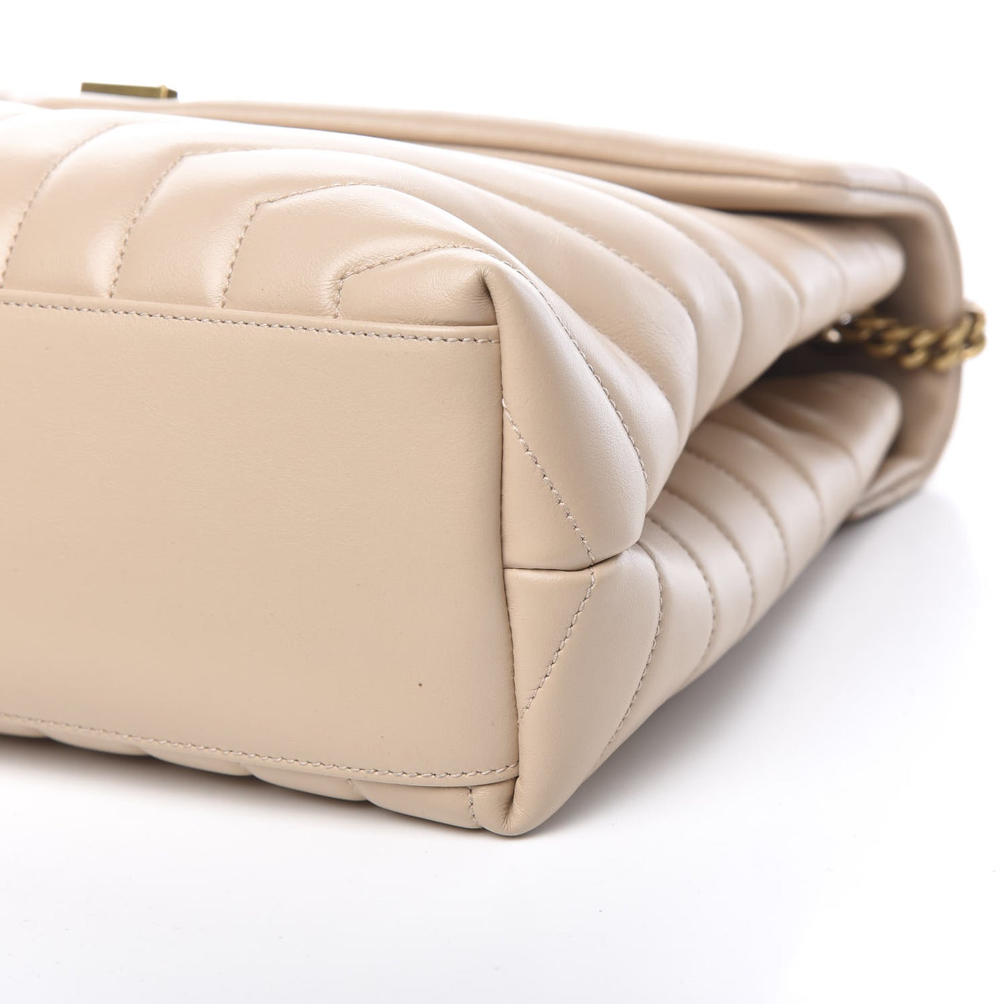 Calfskin Y Quilted Monogram Medium Loulou Chain Satchel Nude Powder