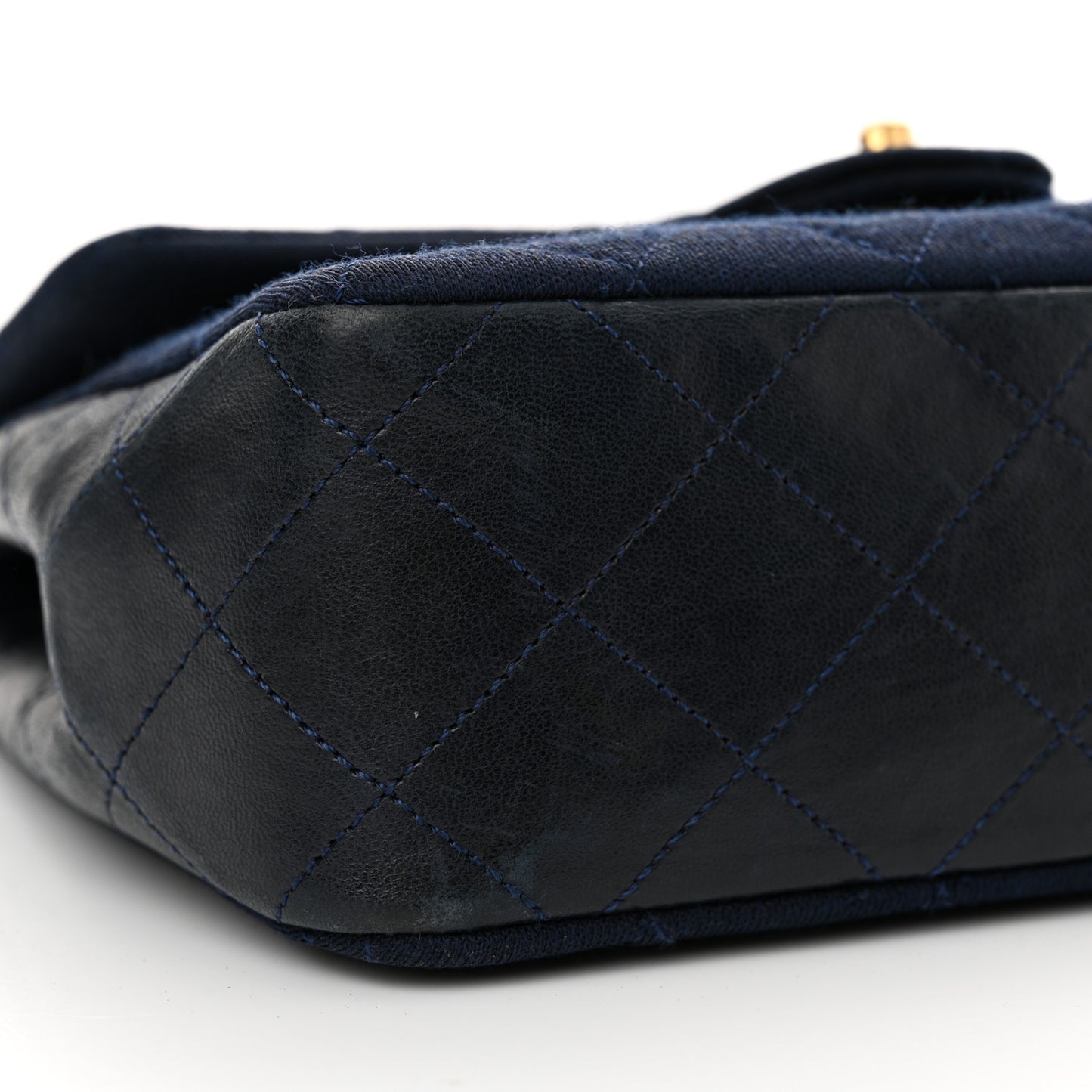 Jersey Lambskin Quilted Mini Square Flap Navy