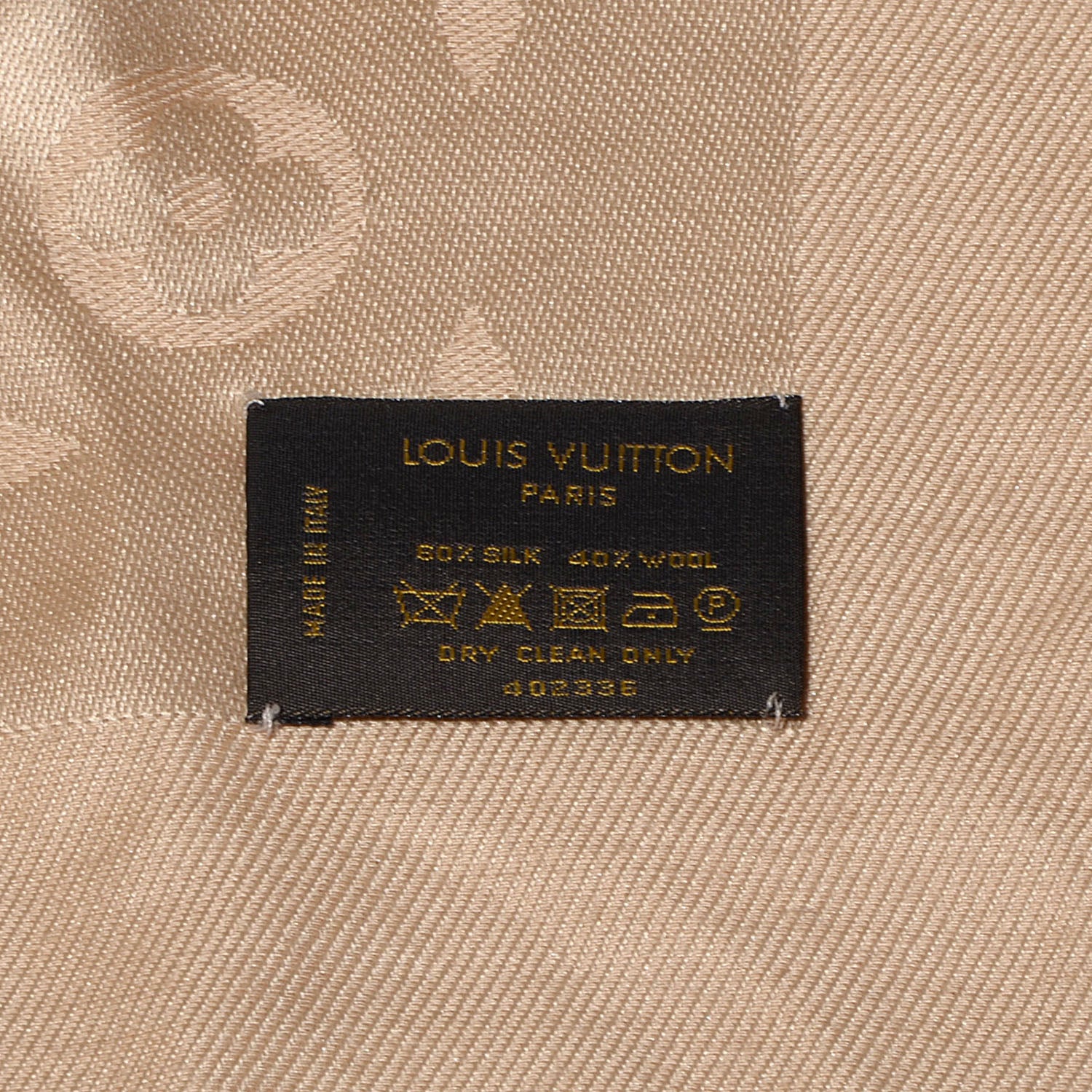 Louis Vuitton Silk Wool Monogram Shawl Beige 5 of 5