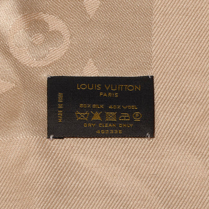 Louis Vuitton Silk Wool Monogram Shawl Beige 5 of 5