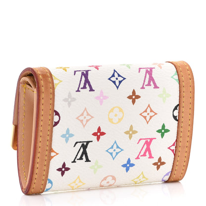 Louis Vuitton Monogram Multicolor Porte-Monnaie Plat Coin Purse White 3 of 7