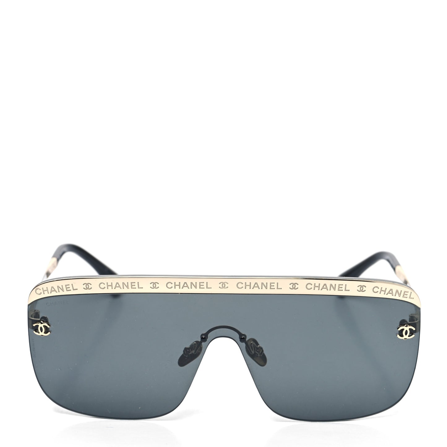 Metal Shield Sunglasses Gold Grey