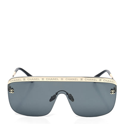 Chanel Metal Shield Sunglasses Gold Grey 2 of 7