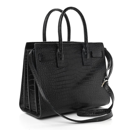 Saint Laurent Calfskin Crocodile Embossed Baby Sac De Jour Black 4 of 28