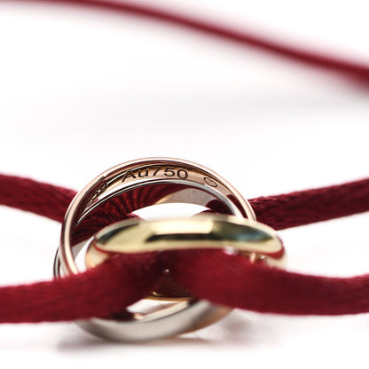 Cartier 18K Pink Yellow White Gold Trinity Cord Bracelet Red 6 of 7
