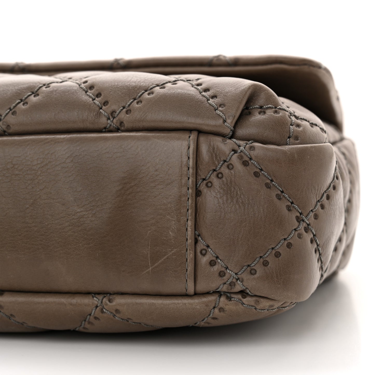 Calfskin Quilted Retro Chain Flap Dark Grey