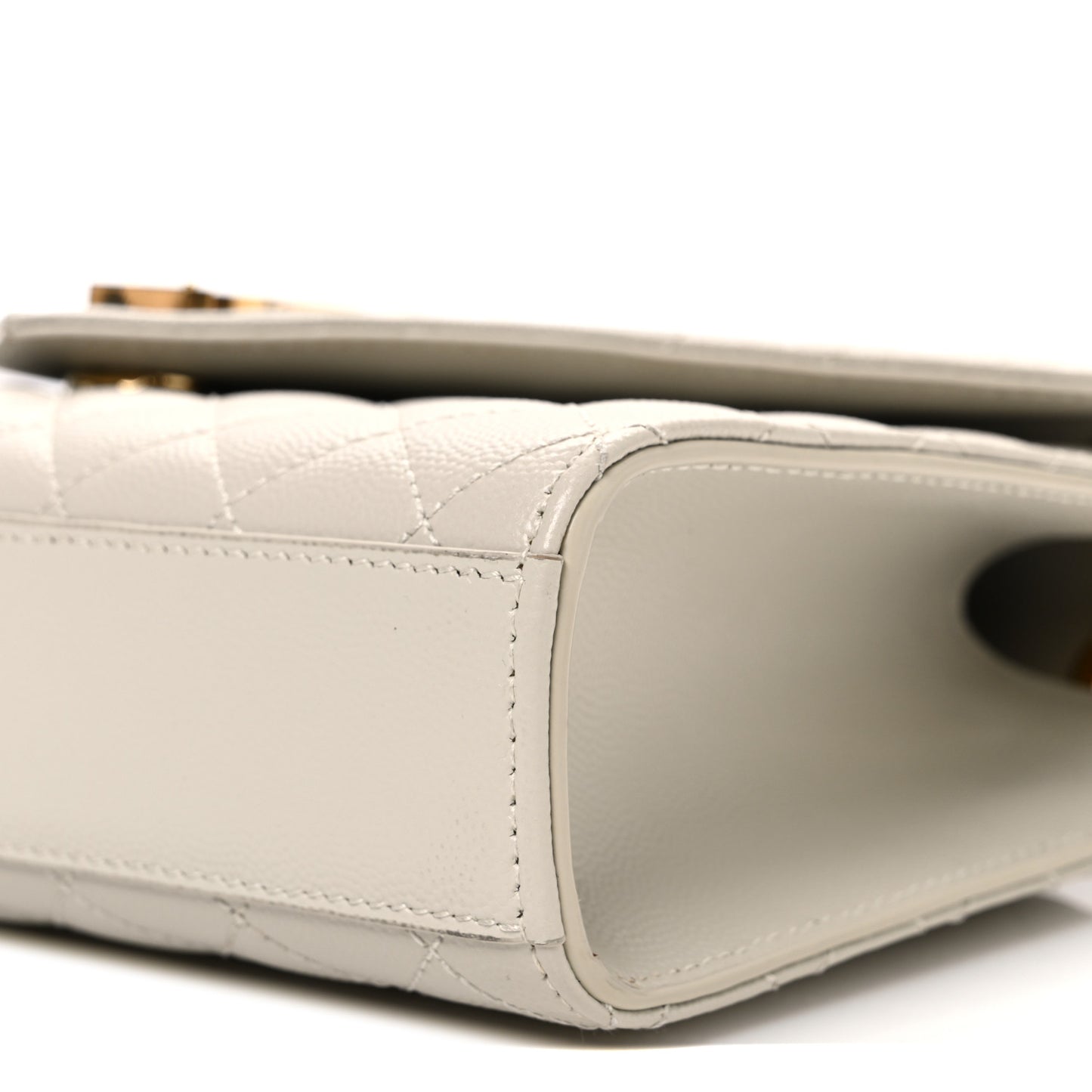 Grain De Poudre Textured Mixed Matelasse Medium Triquilt Monogram Satchel Crema Soft