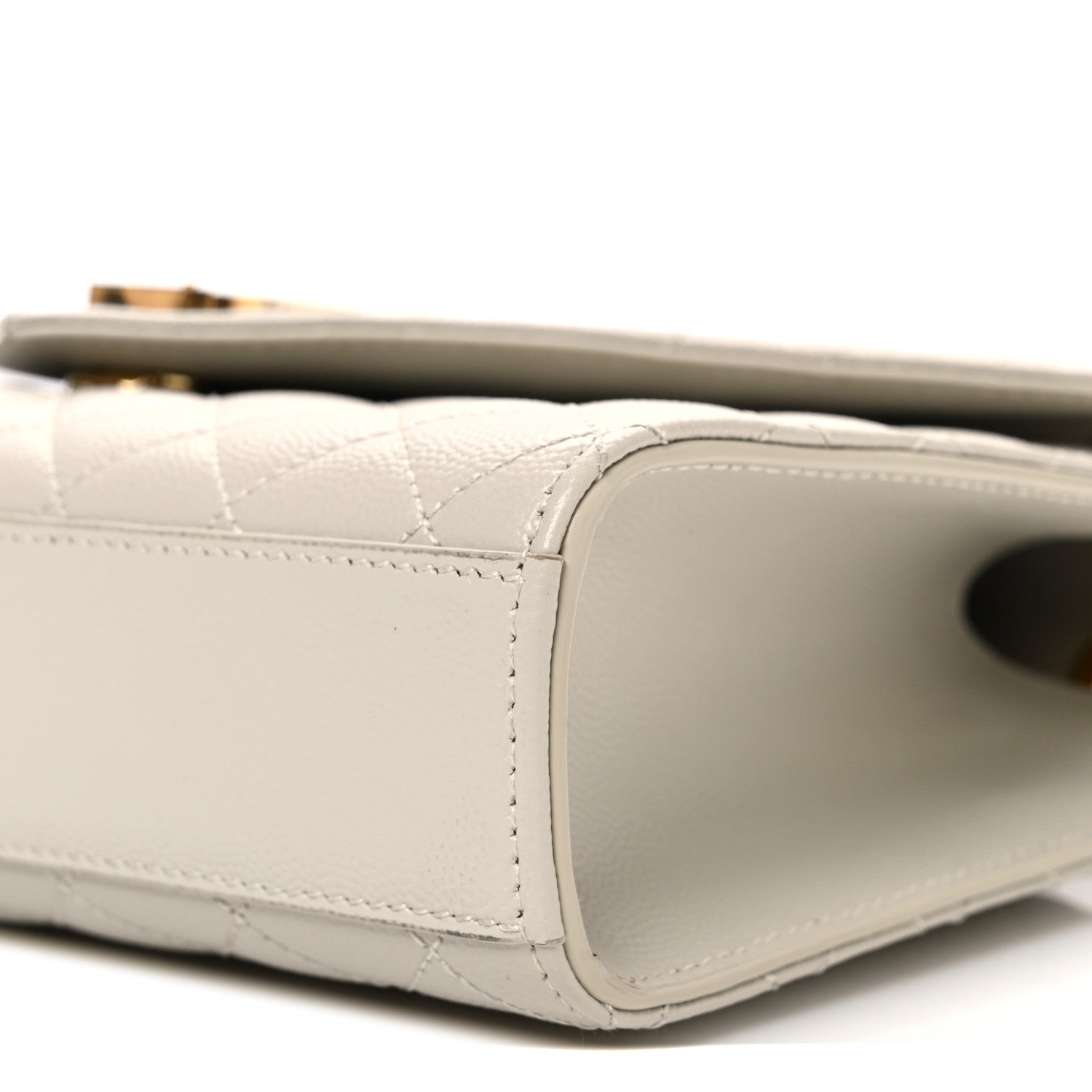 Saint Laurent Grain De Poudre Textured Mixed Matelasse Medium Triquilt Monogram Satchel Crema Soft 9 of 10