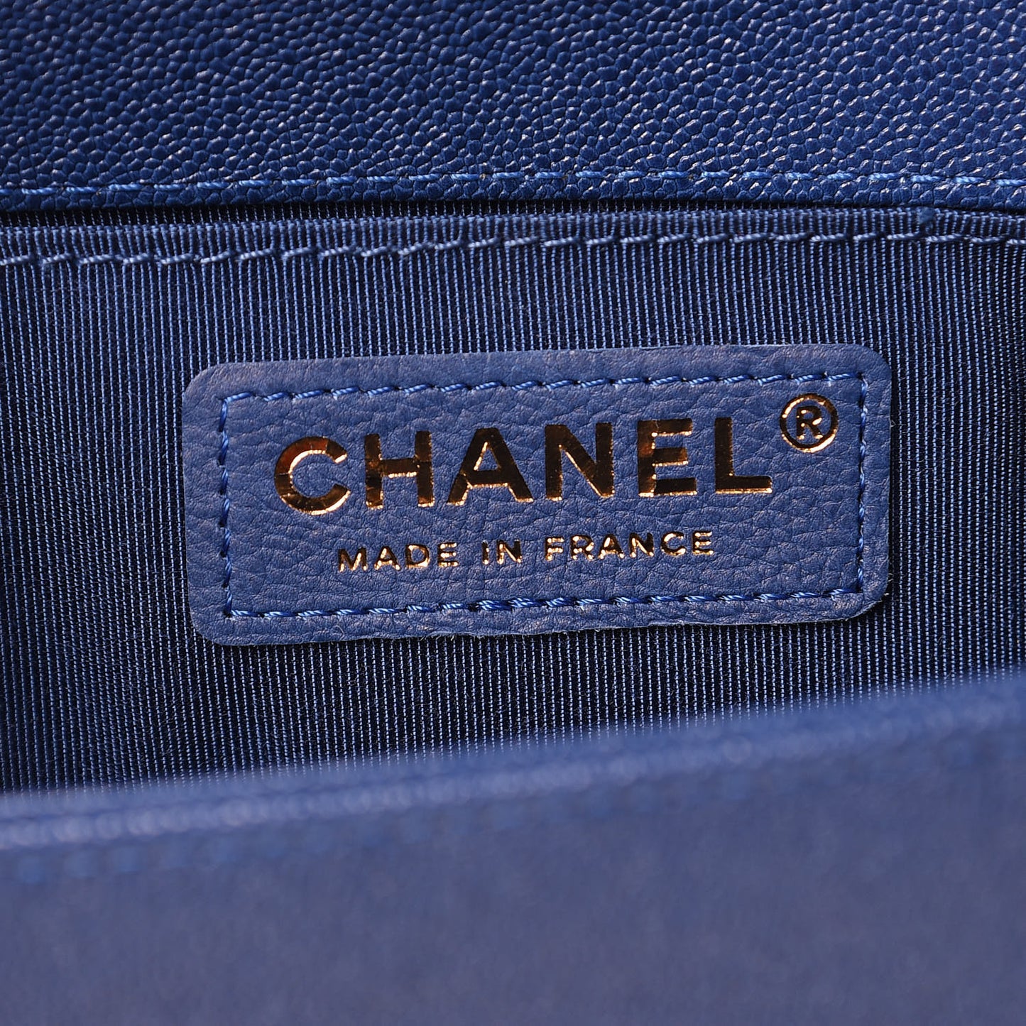 Caviar Quilted Small Boy Flap Dark Blue