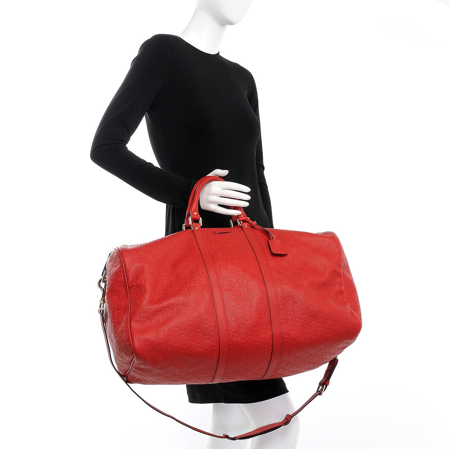 Gucci Guccissima Large Carry On Duffle Red 3 of 11