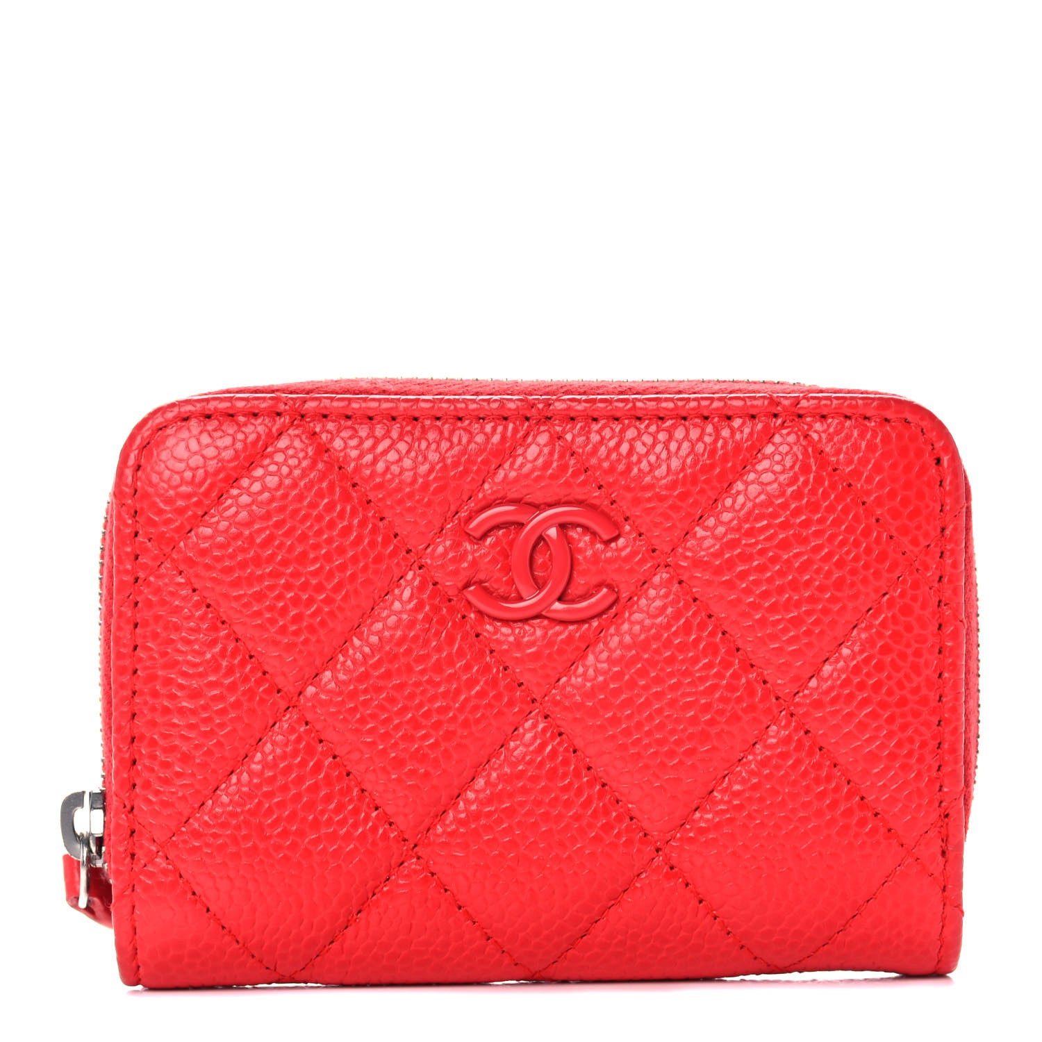 Chanel Caviar Quilted Incognito Zip Coin Purse Coral 2 of 20