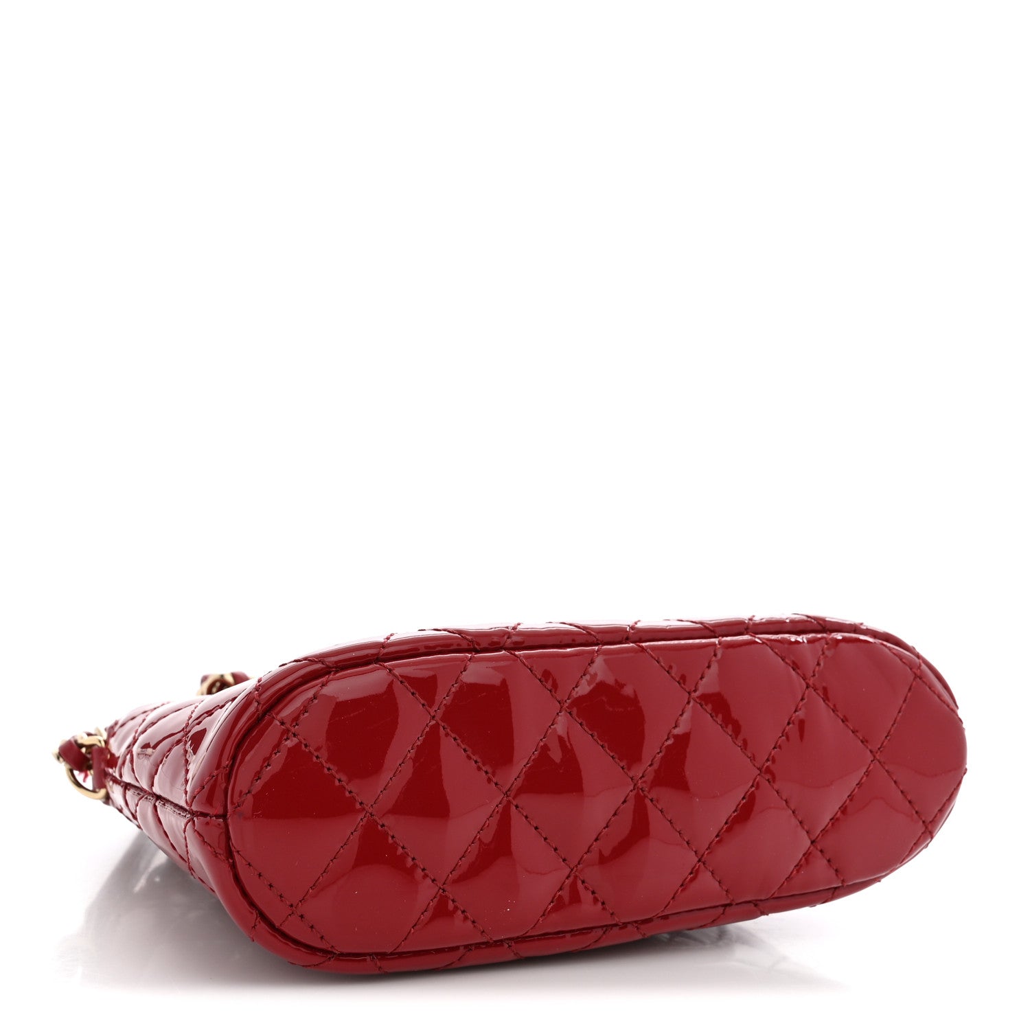 Chanel Patent Calfskin Quilted Shiny Coco Clutch With Chain Red 3 of 10