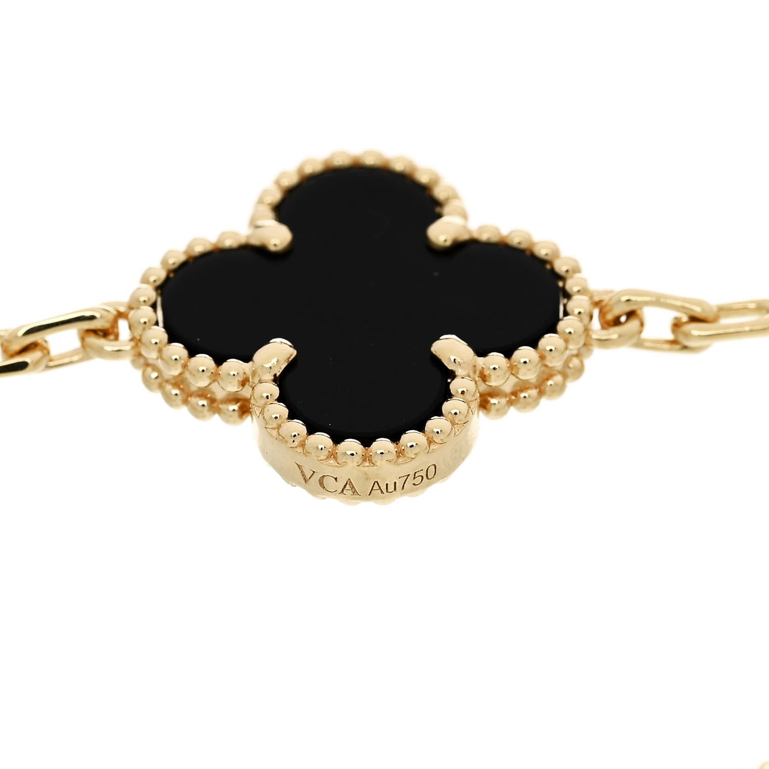 Van Cleef & Arpels 18K Yellow Gold Black Onyx 5 Motifs Vintage Alhambra Bracelet 3 of 4