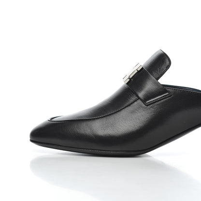 Hermes Goatskin Paradis Mules 37.5 Black 9 of 13
